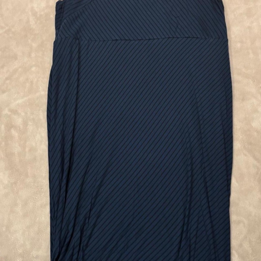 Athleta Navy Blue Diagonal Ribbed Maxi Dress Plus Size 1X Sleeveless Athletic
